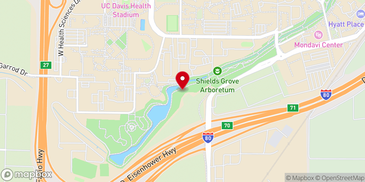 Map showing location of Putah Creek Lodge