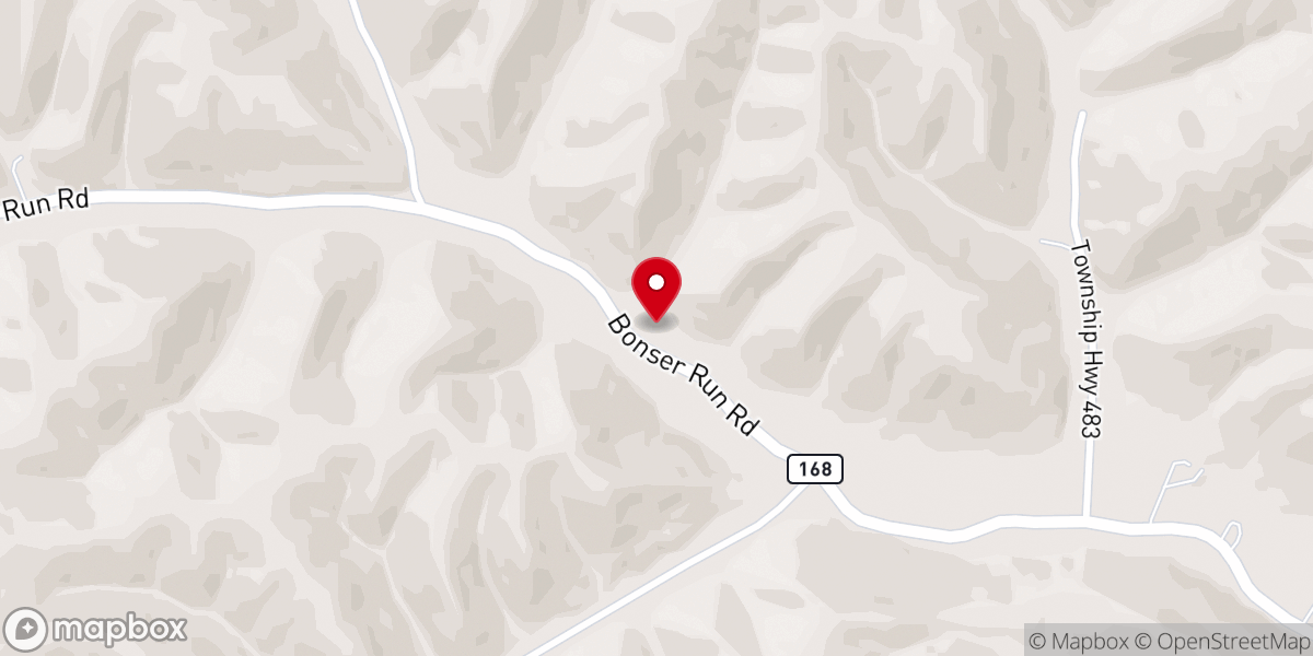 Map showing location of Bonser Run Church