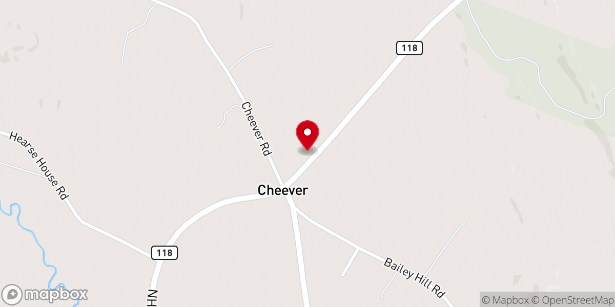 Map showing location of Cheever Chapel