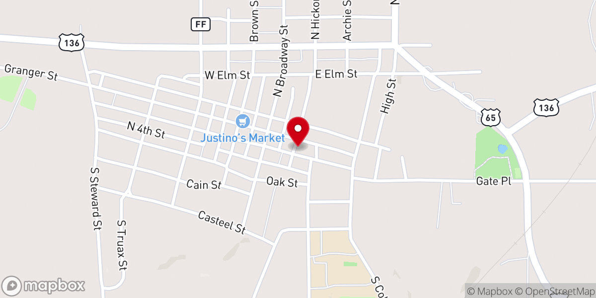 Map showing location of Hunter Church