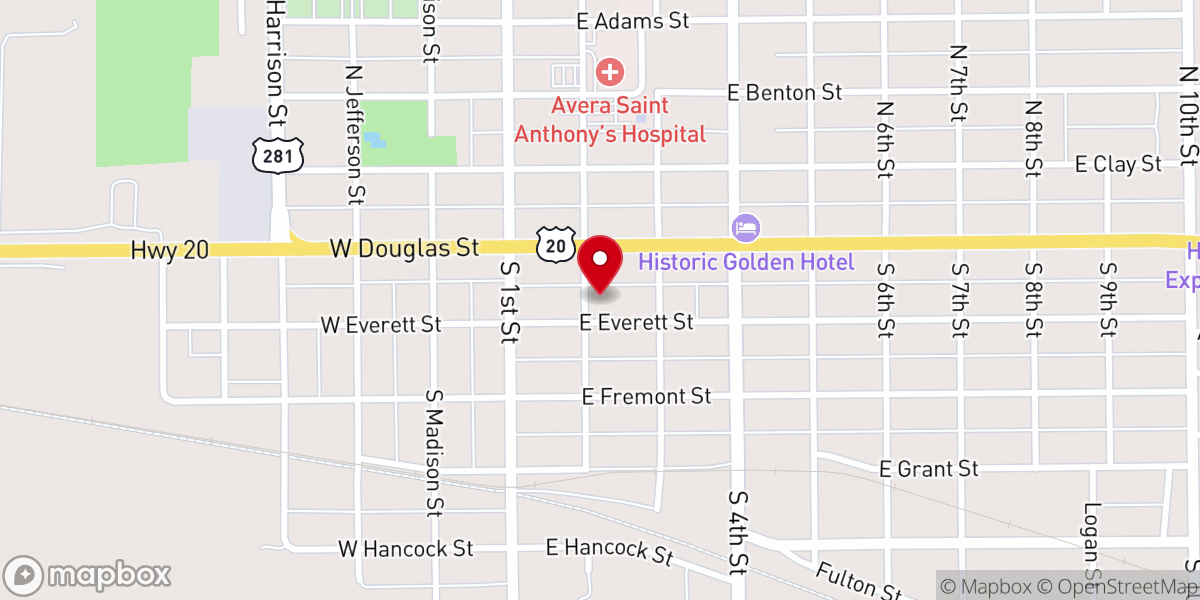 Map showing location of First Presbyterian Church