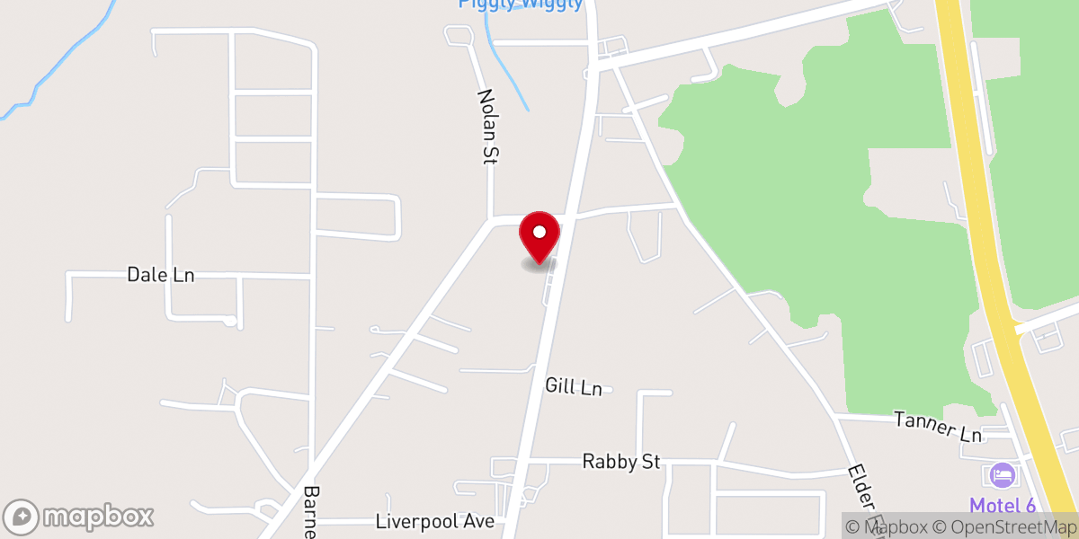 Map showing location of Escatawpa Assembly of God Church