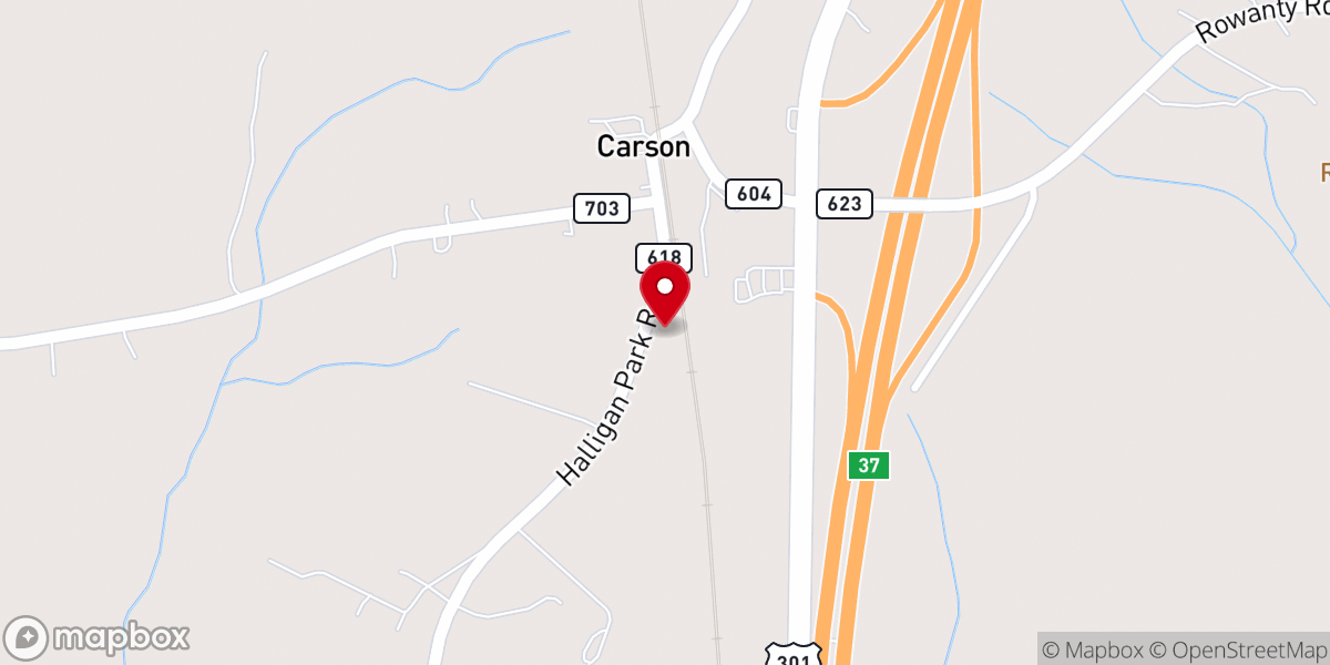 Map showing location of Carson United Methodist Church