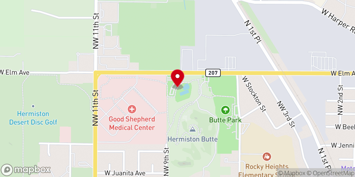 Map showing location of Hermiston Family Aquatic Center