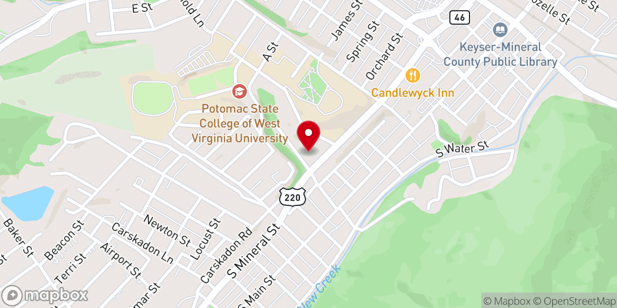 Map showing location of Keyser Presbyterian Church