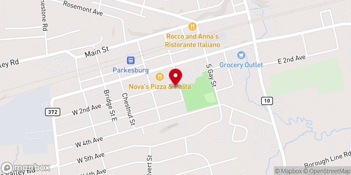 Map showing location of Parkesburg Church of the Ascension