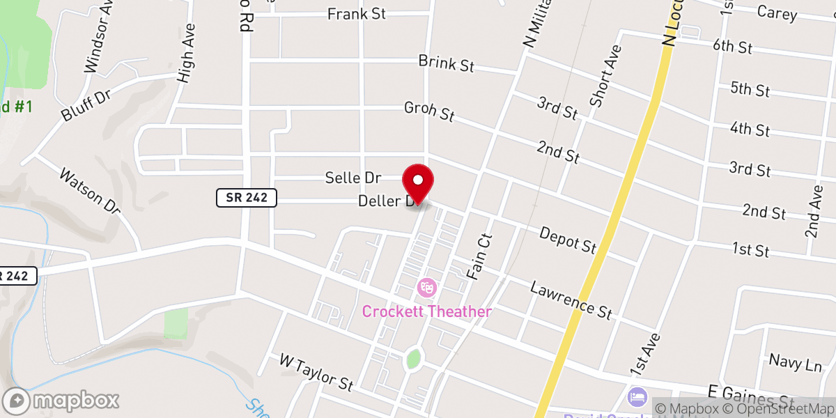 Map showing location of Trinity Baptist Church