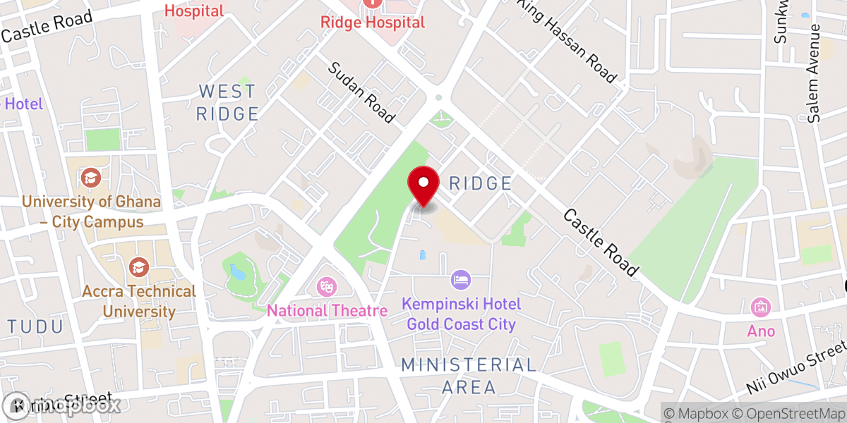 Map showing location of Accra Ridge Church