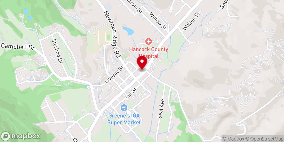 Map showing location of Sneedville Baptist Church