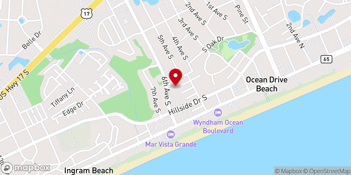 Map showing location of Ocean Drive Presbyterian Church
