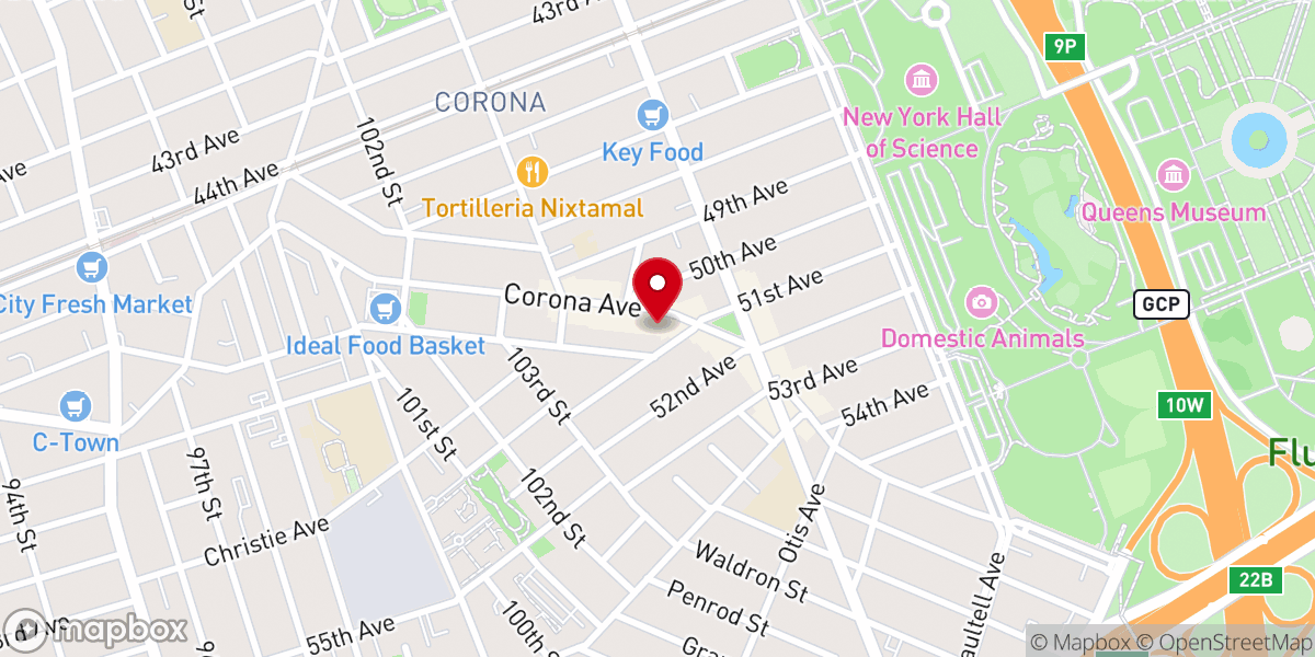 Map showing location of Iglesia Pentecostal Unida New York