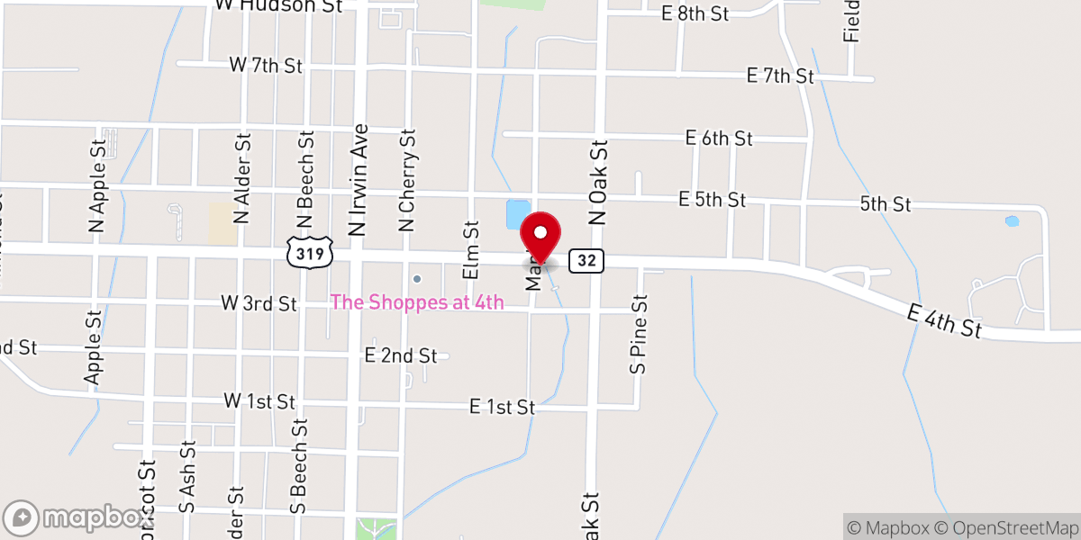 Map showing location of Ocilla Church of Christ