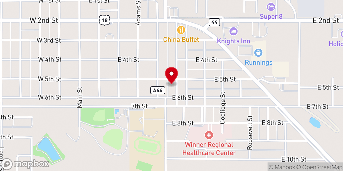 Map showing location of Winner Orthodox Presbyterian Church