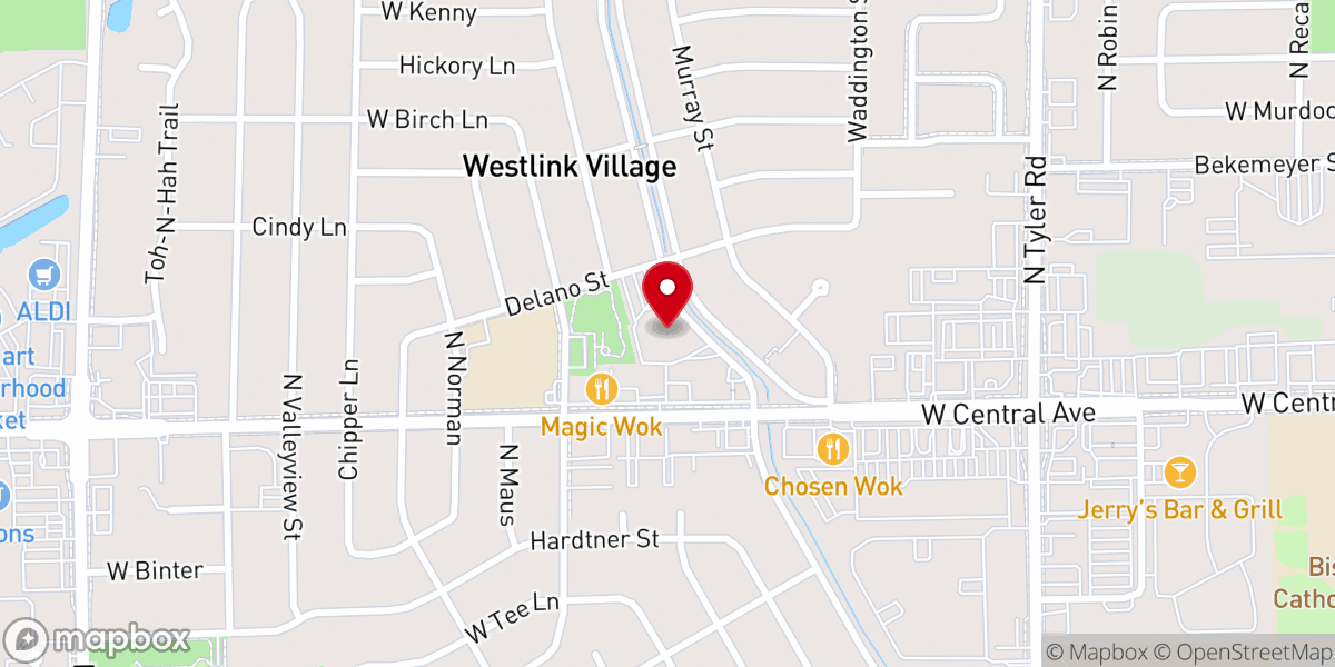 Map showing location of West Heights United Methodist Church