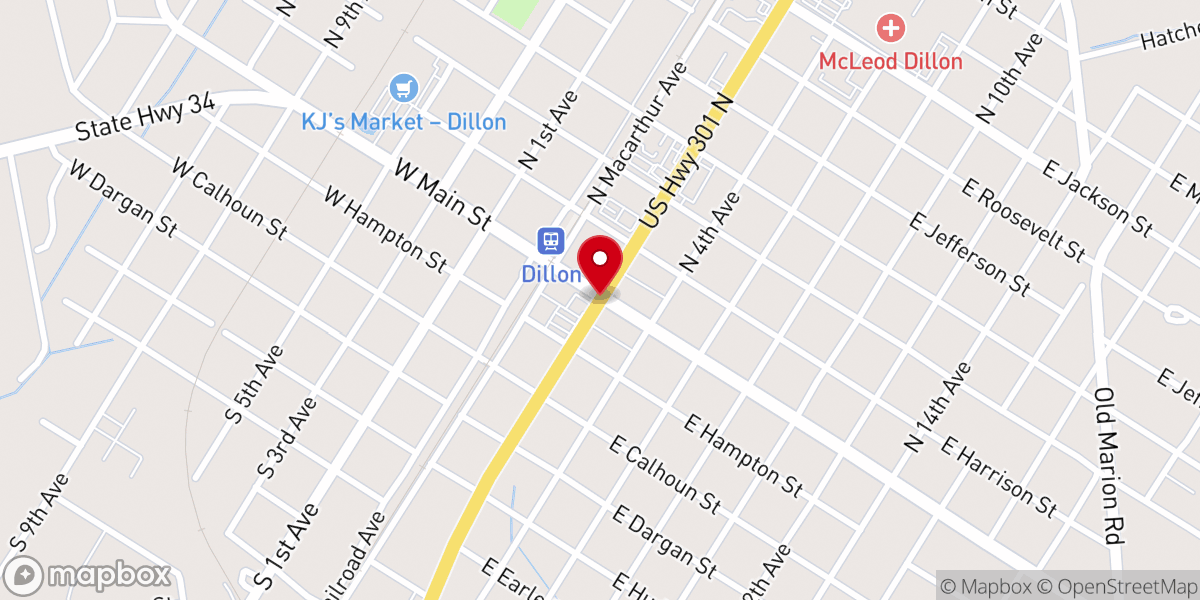 Map showing location of New Life Family Worship Center
