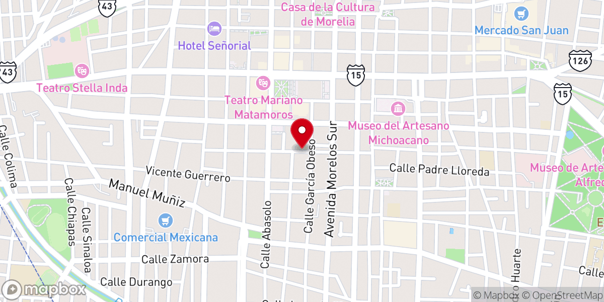 Map showing location of Tribunal Eclesiástico de Morelia