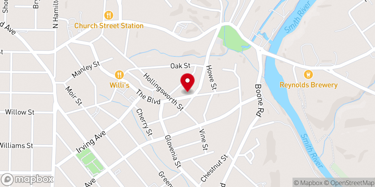 Map showing location of Eden Baptist Church