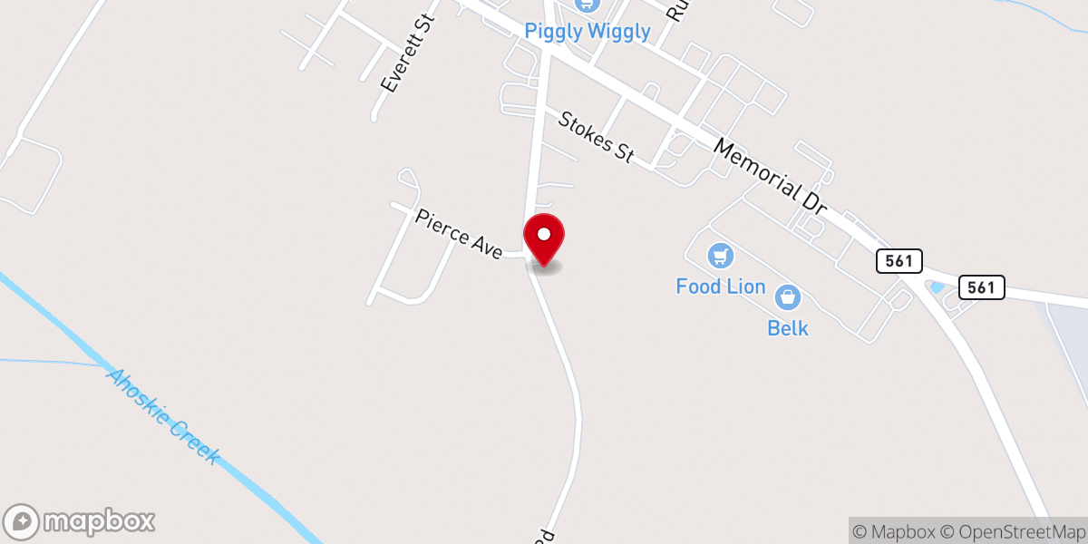 Map showing location of Ahoskie Church of God