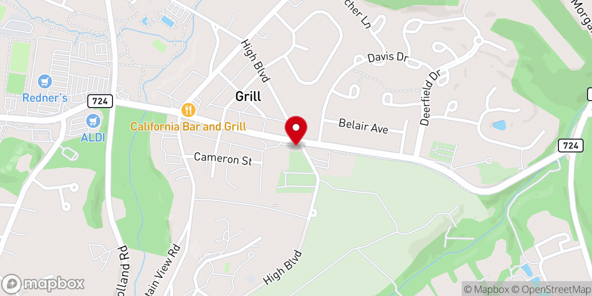Map showing location of Christ Yocom's Lutheran Church