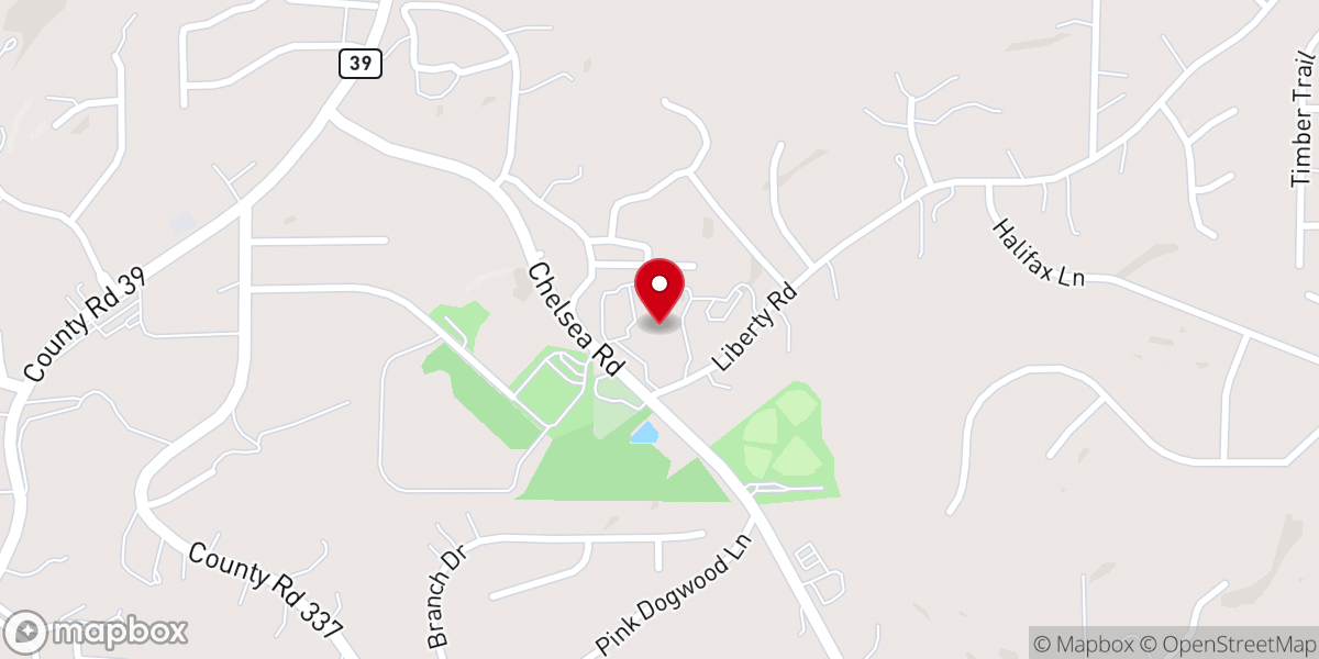 Map showing location of Liberty Baptist Church