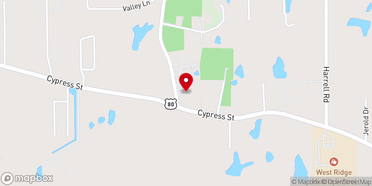 Map showing location of Harvest Assembly of God