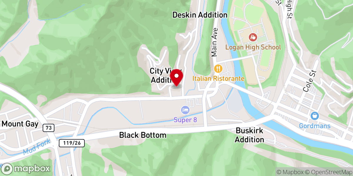 Map showing location of Mount Carmel Freewill Baptist Church