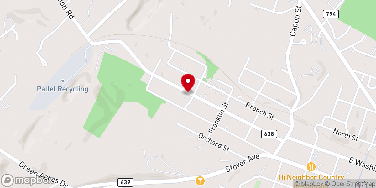 Map showing location of Esbie Baptist Church