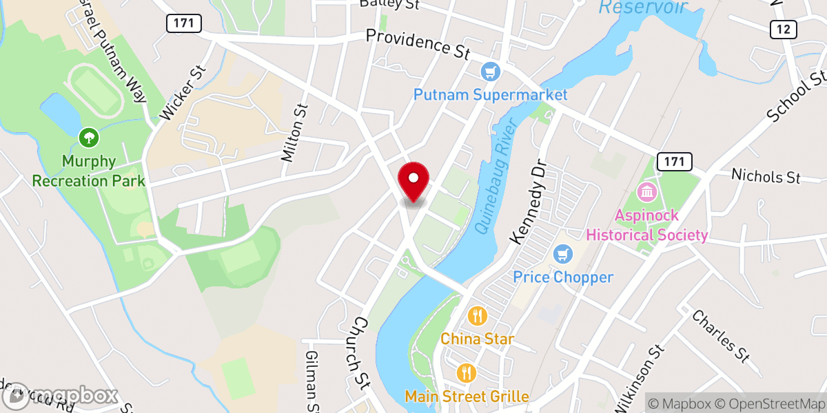 Map showing location of Putnam Baptist Church