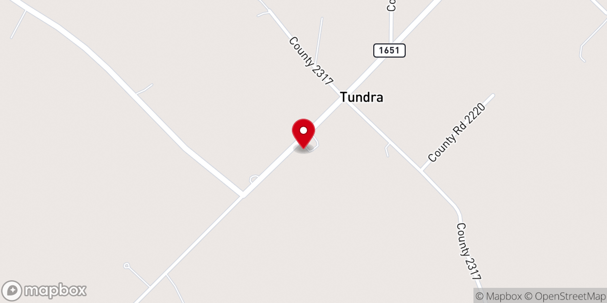 Map showing location of Tundra Baptist Church