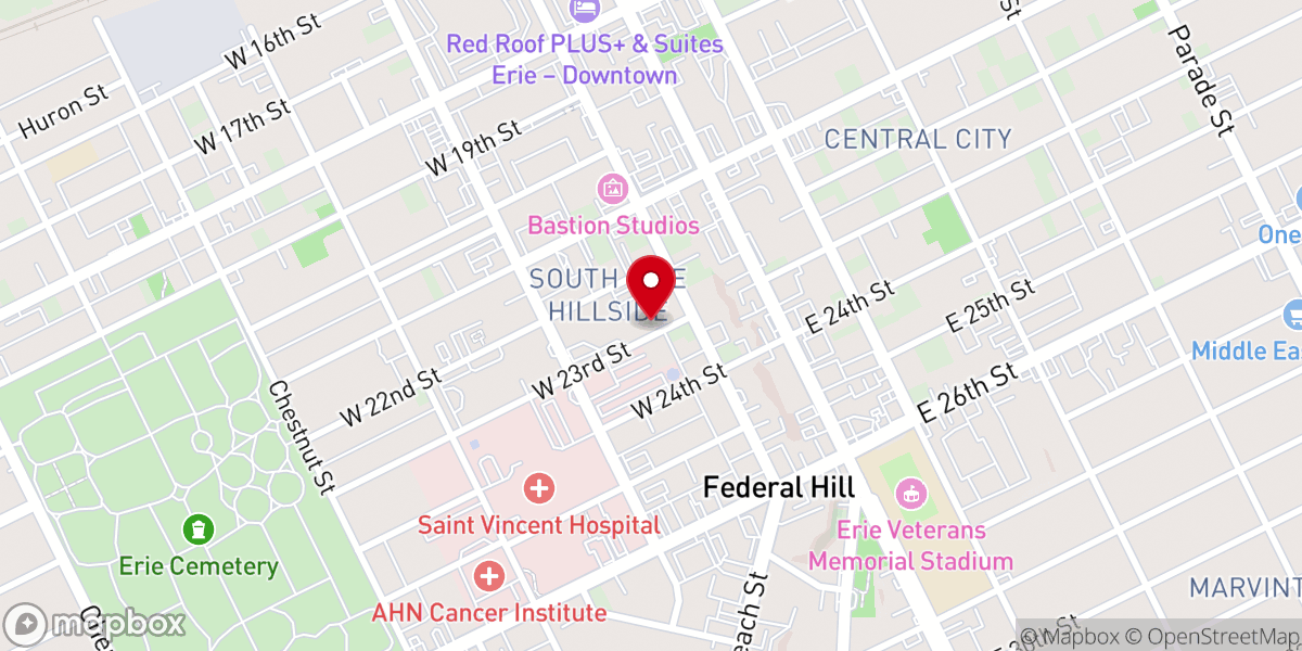 Map showing location of St Johns Evangelical Lutheran Church