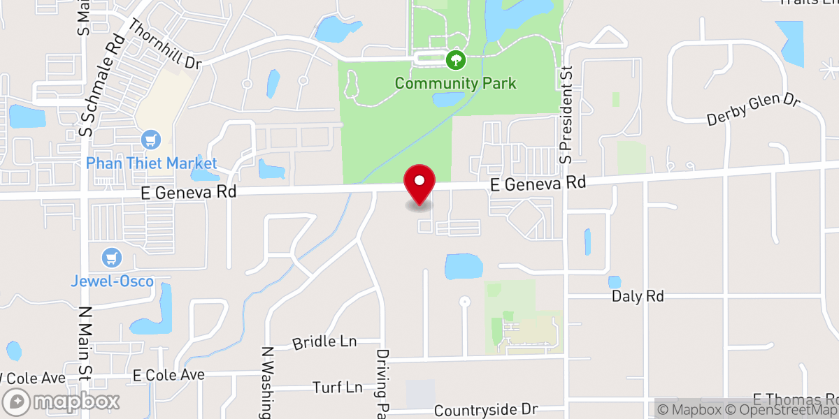 Map showing location of Geneva Road Baptist Church