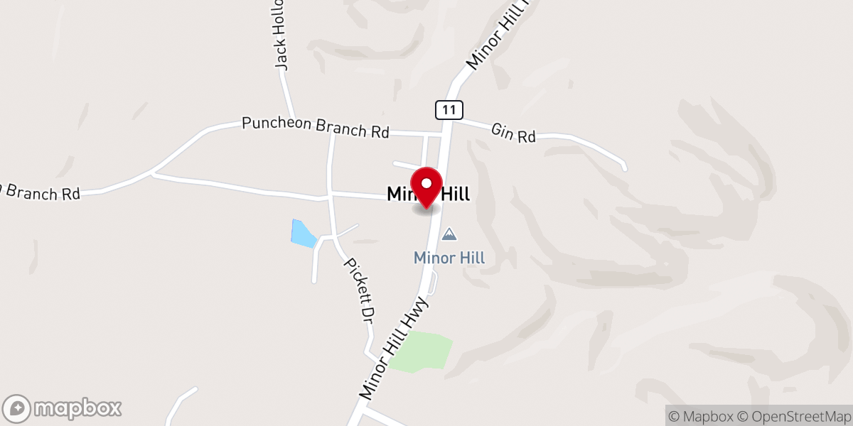 Map showing location of Minor Hill Church of Christ