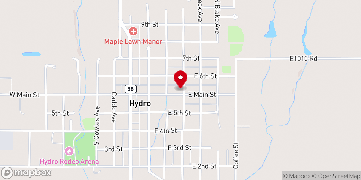 Map showing location of Hydro Christian Church