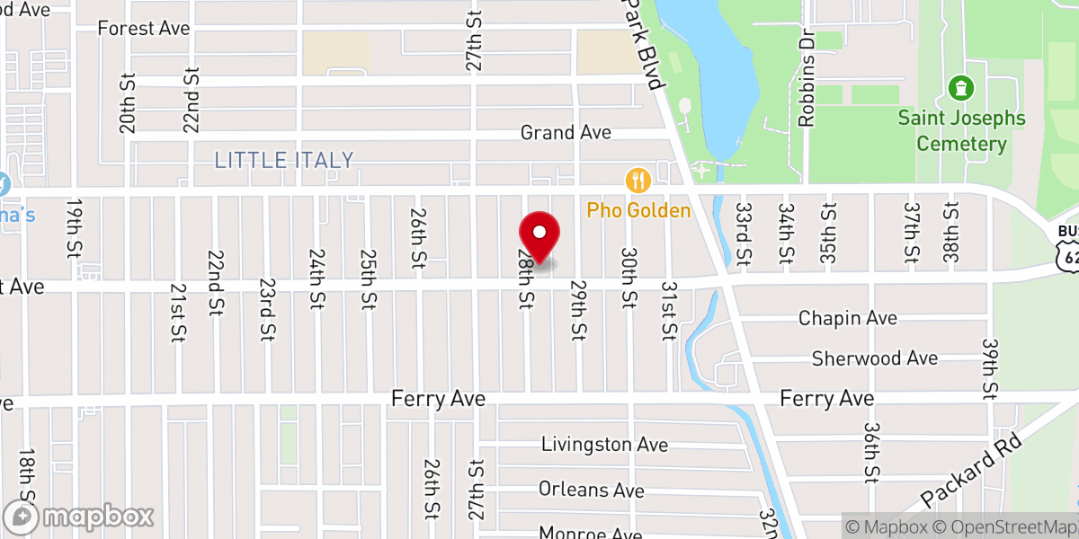Map showing location of Walnut Avenue Christian Church