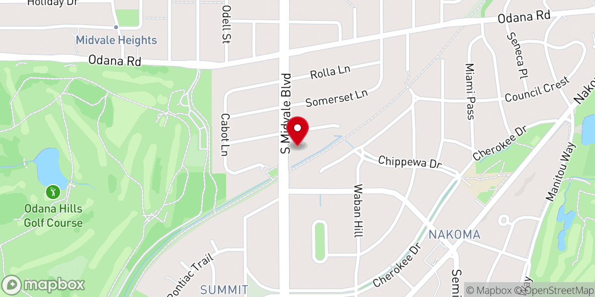 Map showing location of Midvale Baptist Church