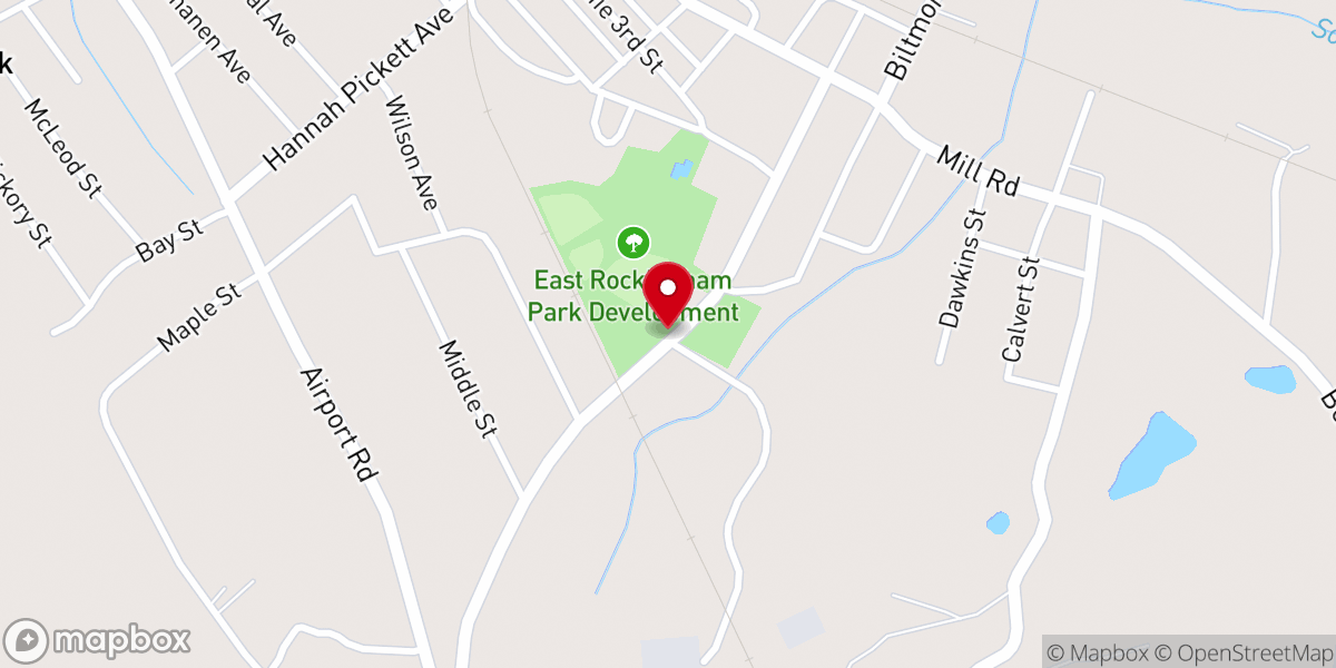 Map showing location of East Rockingham Ball Park