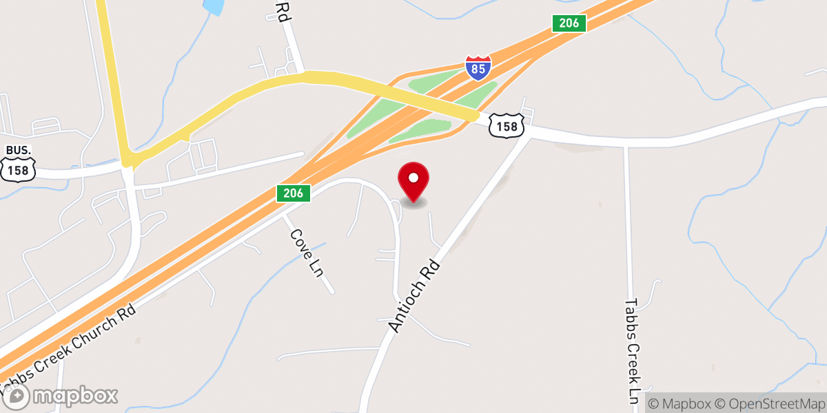 Map showing location of Tabbs Creek Baptist Church