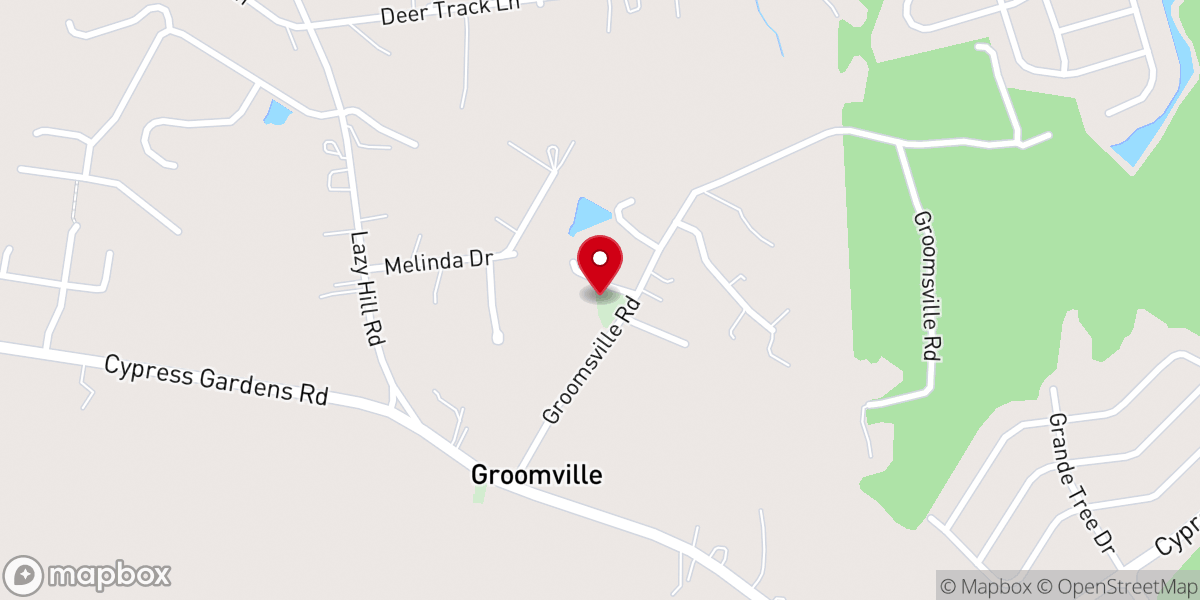 Map showing location of Groomsville Baptist Church