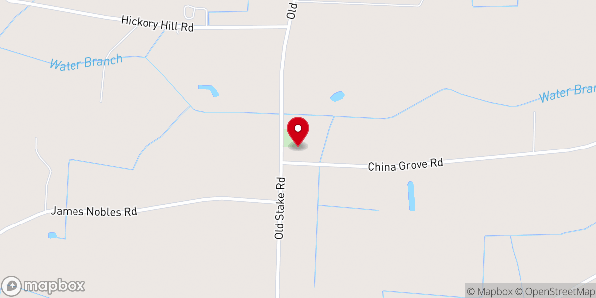 Map showing location of China Grove Baptist Church