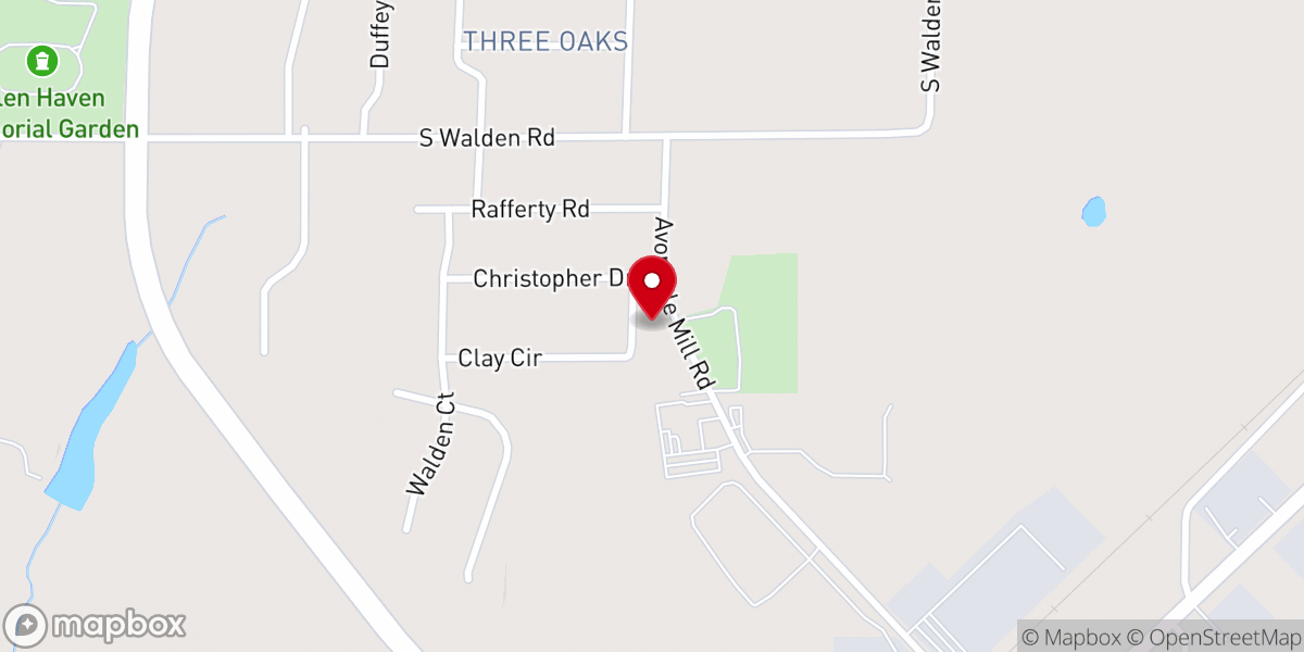 Map showing location of Three Oaks Bible Chapel