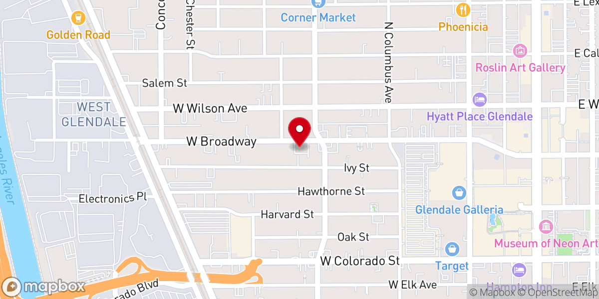 Map showing location of First Evangelical Church Glendale