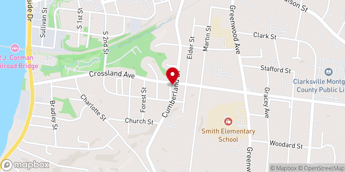 Map showing location of Crossland Avenue Baptist Church
