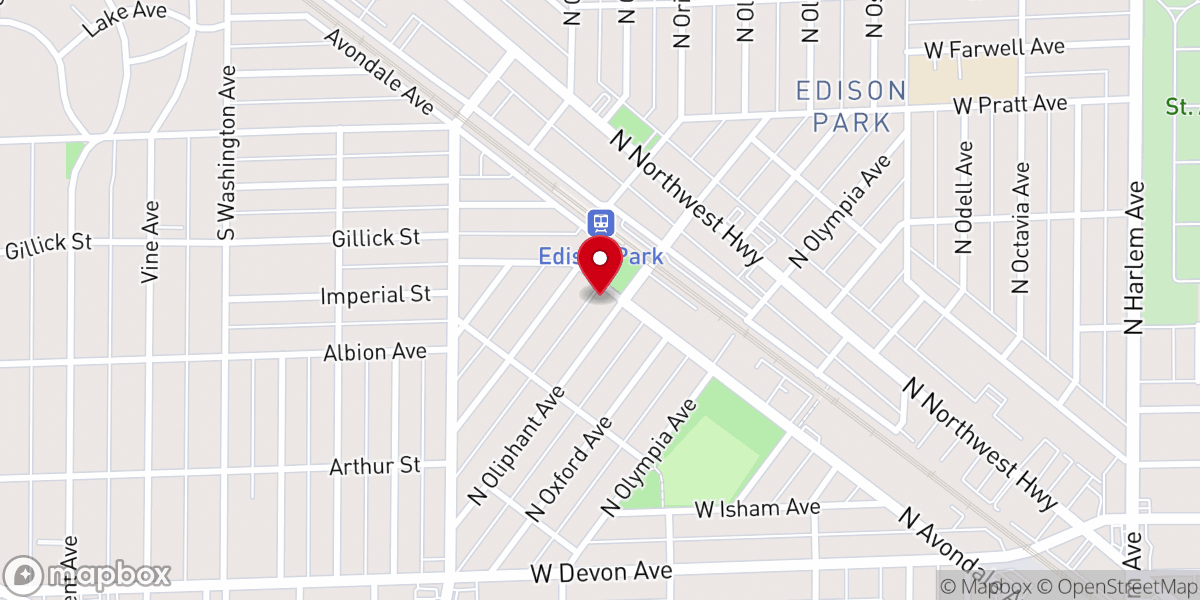 Map showing location of Edison Park Lutheran Church