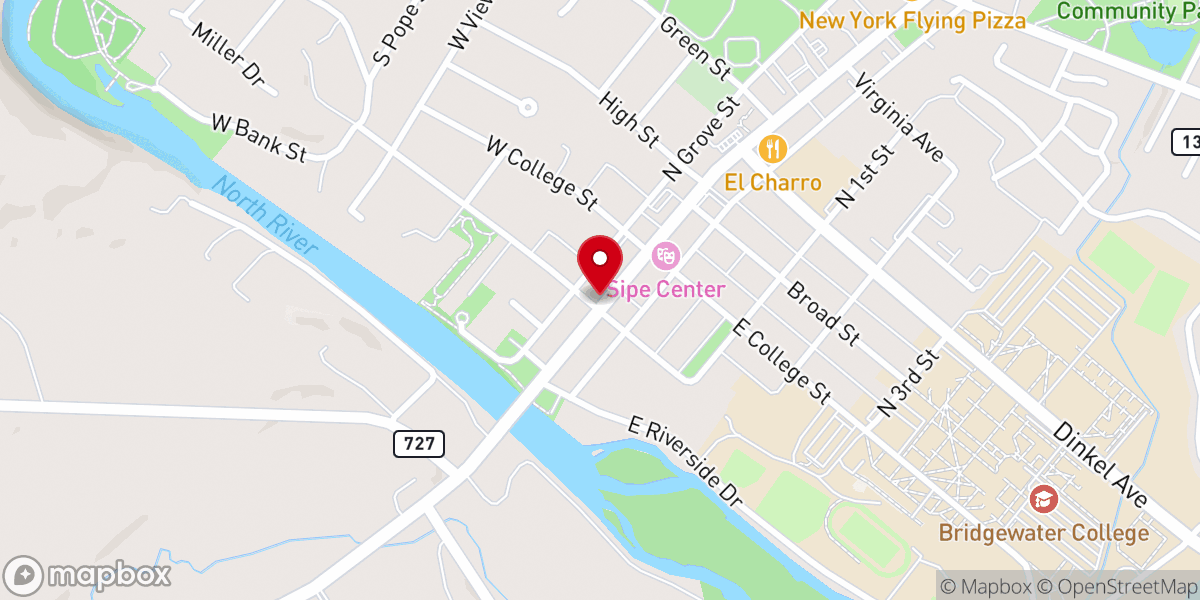 Map showing location of New Life Pentecostal Church Bridgewater