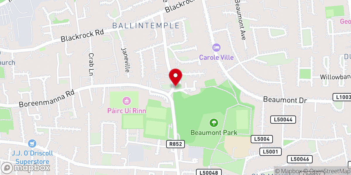 Map showing location of Ballintemple Graveyard