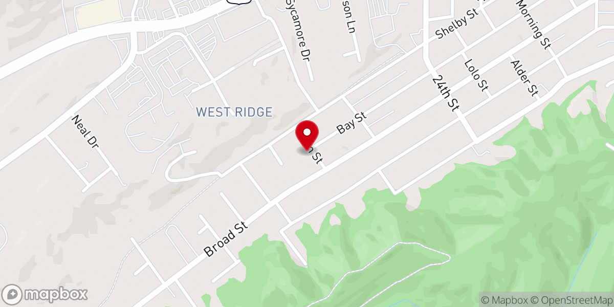 Map showing location of West Hills Christian Church