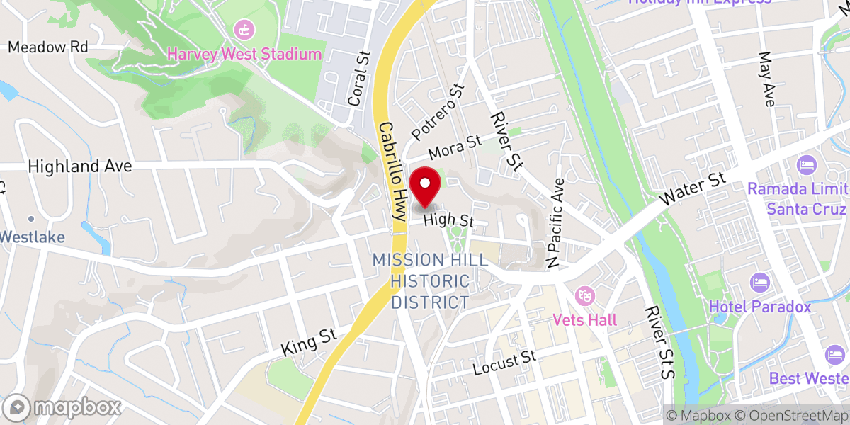 Map showing location of Holy Cross Food Pantry