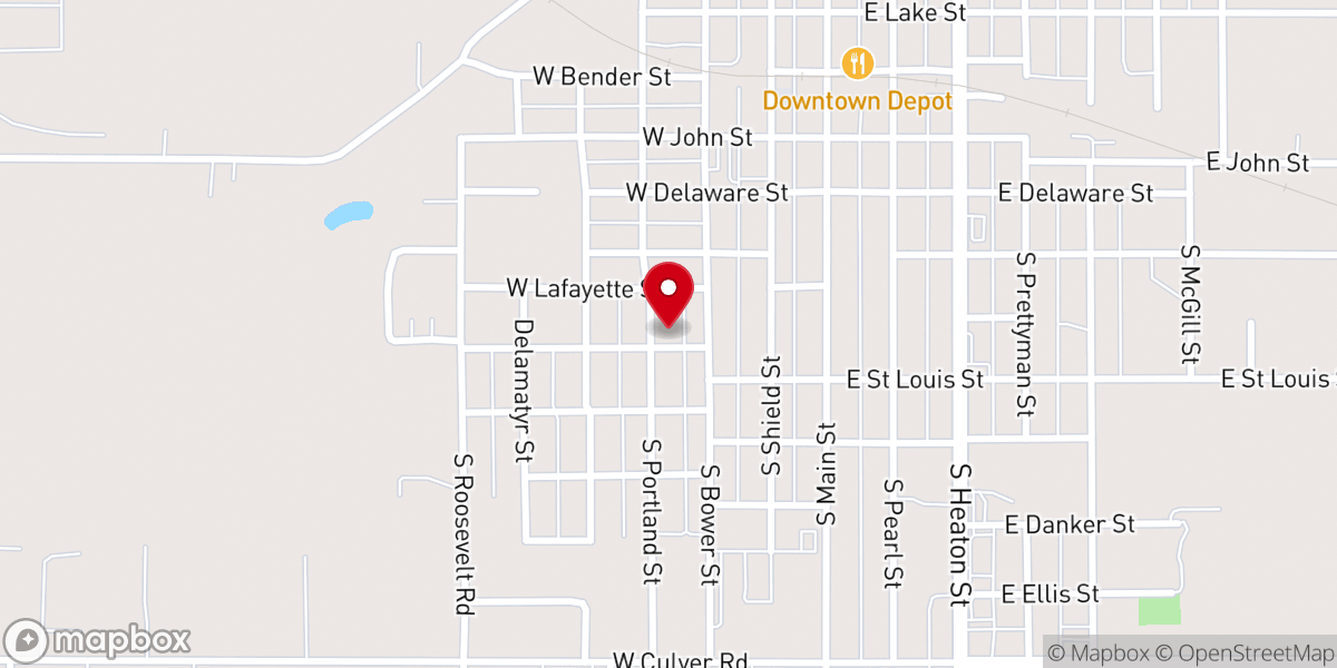 Map showing location of Full Gospel Assembly Parsonage