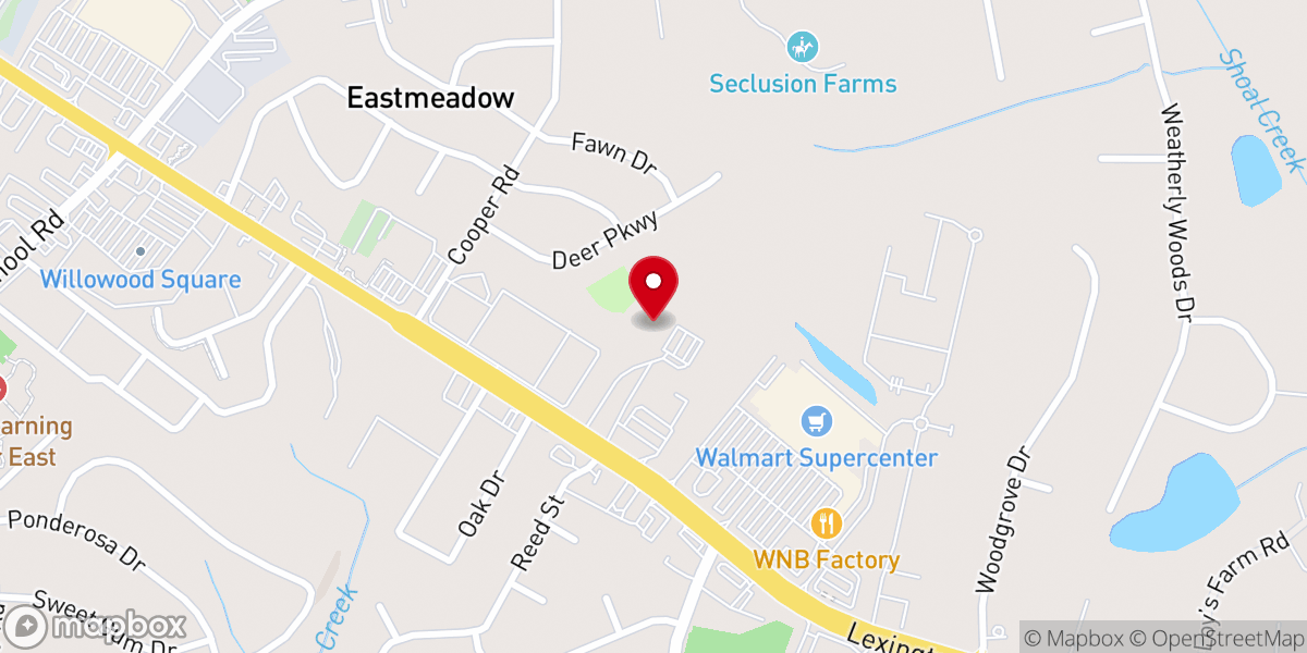 Map showing location of East Athens Baptist Church