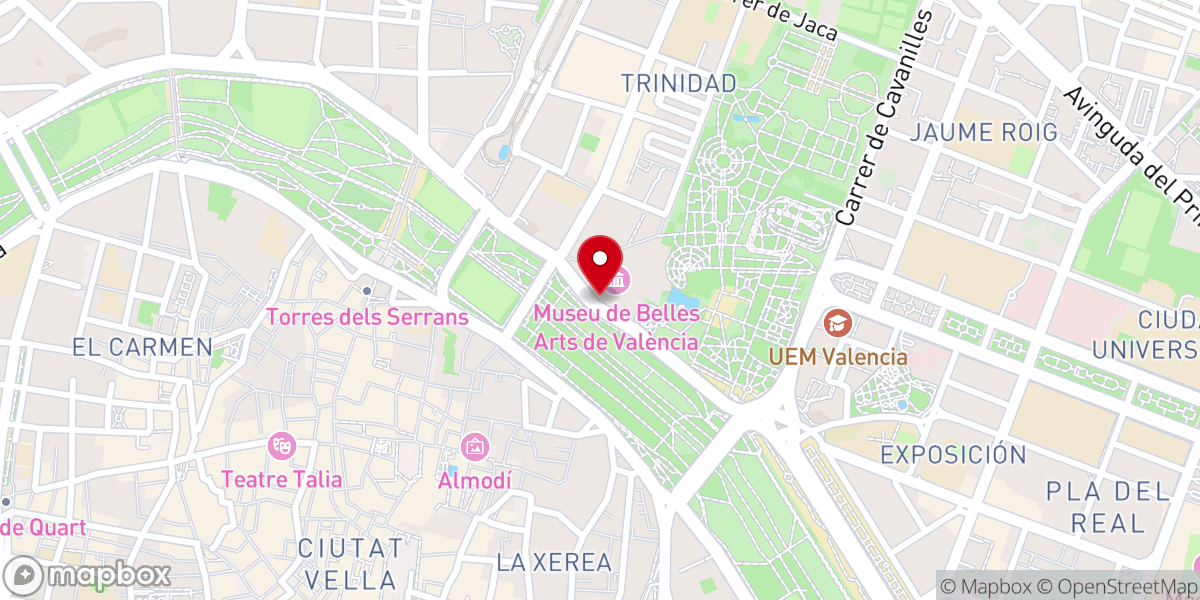 Map showing location of Museo de Bellas Artes de Valencia